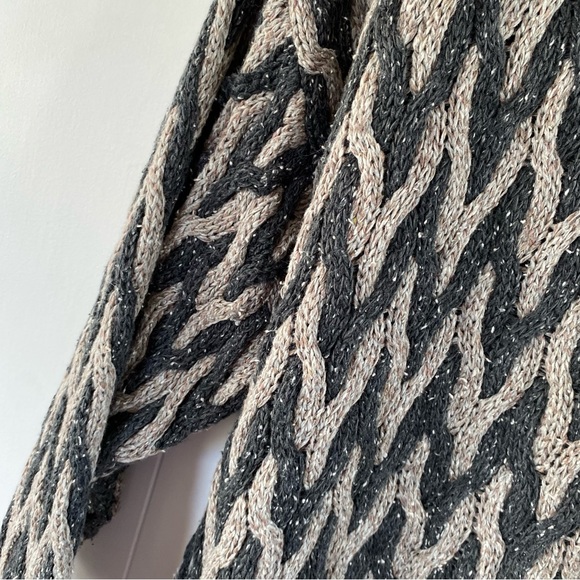 Deadstock Perry Ellis 3D Knit Sweater Anthracite Chevron Pattern 80s 90s Coogi - Picture 3 of 11